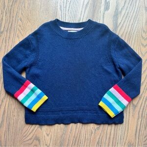 Mini Boden Navy Sweater with Striped Accents Size 6-7Y